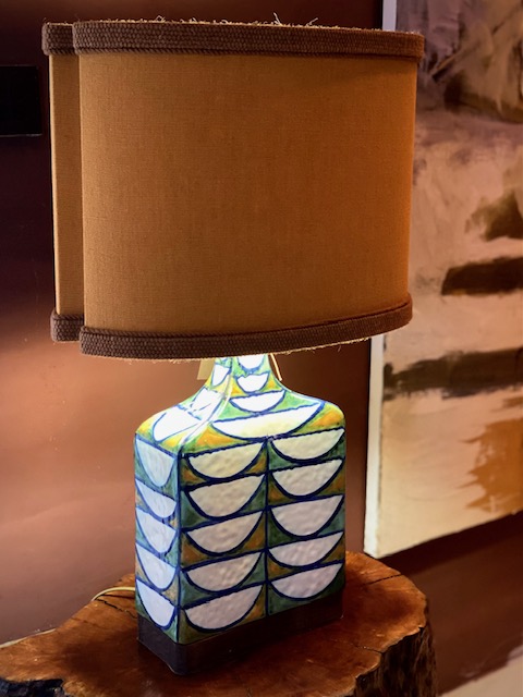 ceramic lamp with cubism patterns 1960's