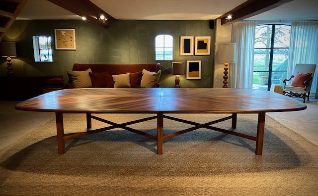 exceptional dining table walnut herringbone