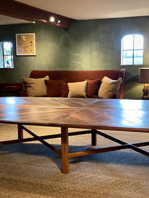 exceptional dining table walnut herringbone