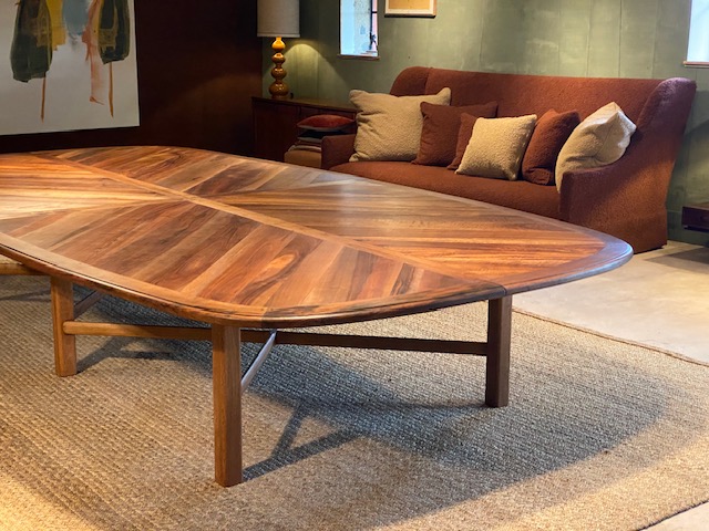 exceptional dining table walnut herringbone