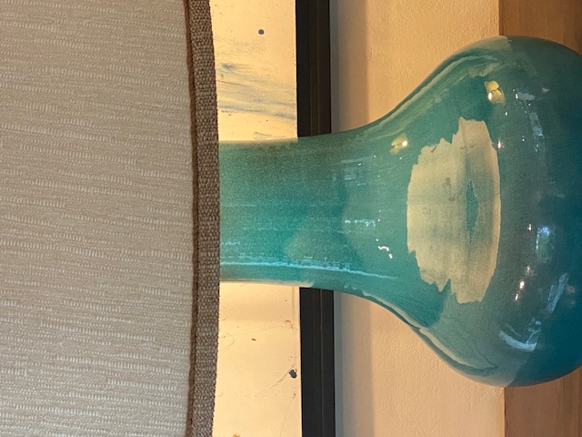 turquoise glazed ceramic lamp